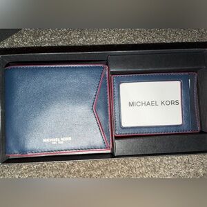 Michael Kors Navy and Red Card Holder